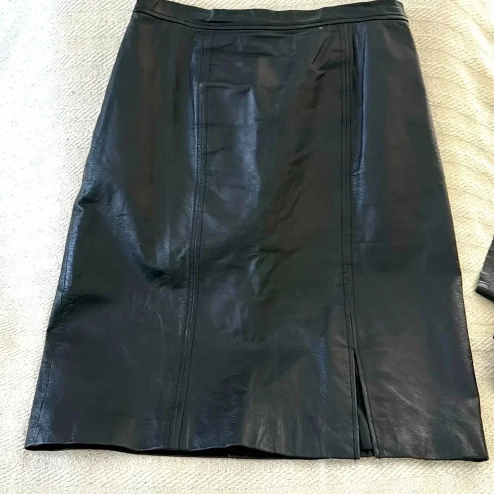 Via Accenti Vintage Leather MIDI Skirt
